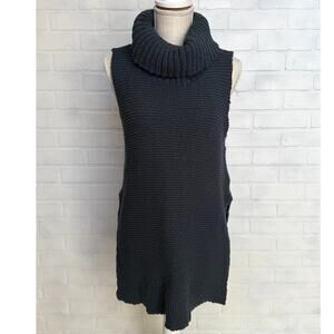 Soft Surroundings Paola Blue Knit Sleeveless Turtleneck Tunic Sweater Vest-sz M
